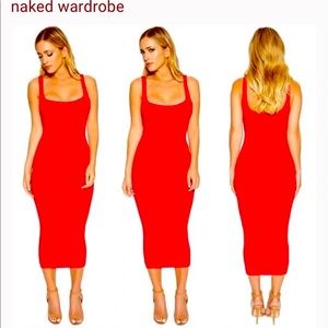 Naked Wardrobe Hourglass Dress in red.